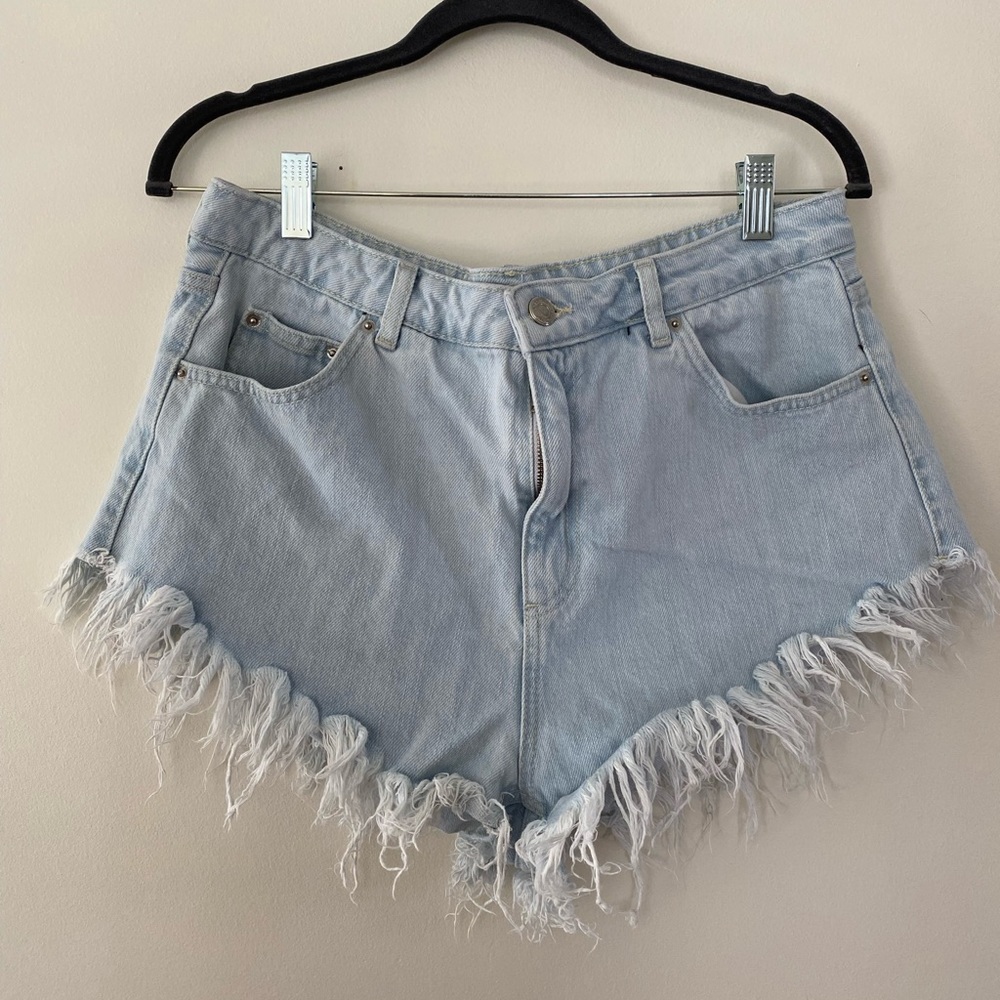 Topshop Kiri High-waited Denim Short Light Wash